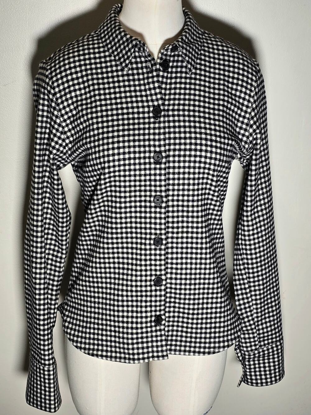 The Kooples Wooly Houndstooth Tailored Button Down Shirt Size 1 NWT $315